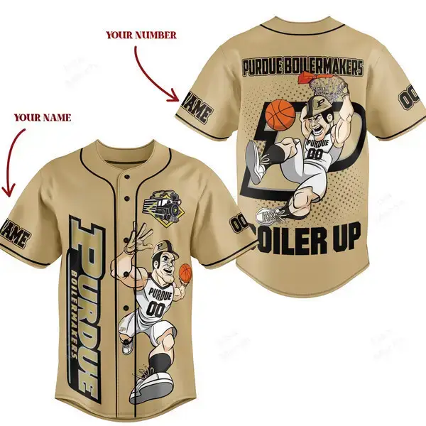 Custom Purdue Boilermakers Baseball Jersey - Personalized Name & Number - Boiler Up! Image