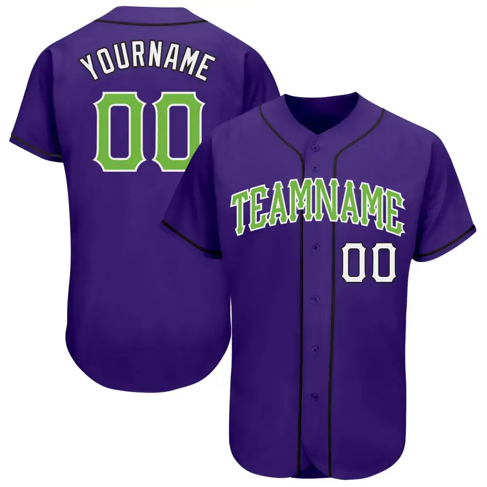 Custom Purple Neon Green White-Black Authentic Baseball Jersey Image