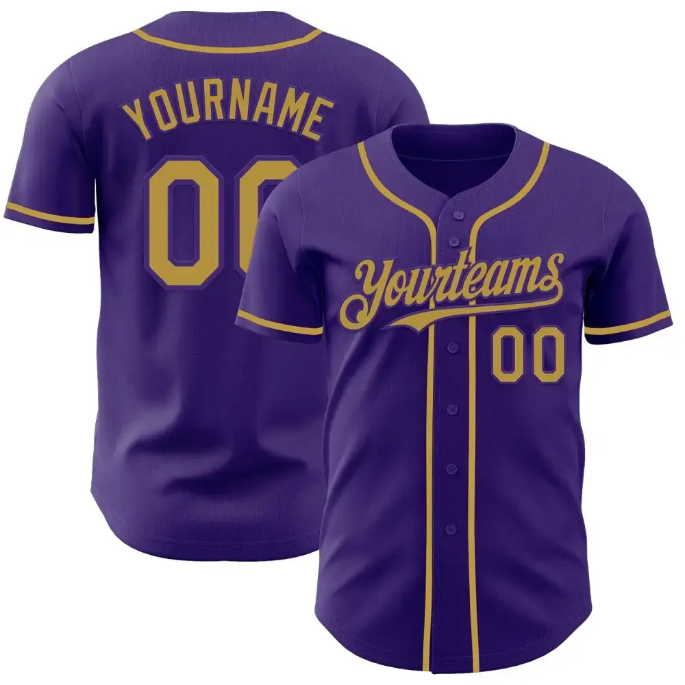 Custom Purple Old Gold Authentic Baseball Jersey Image