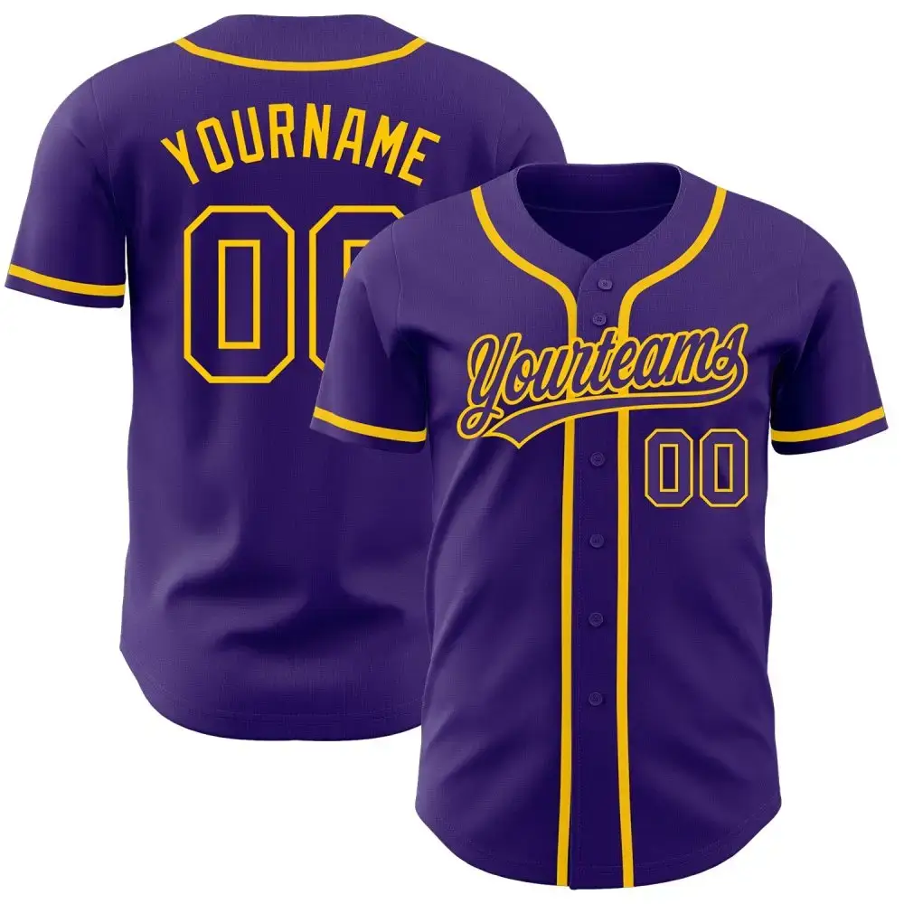 Custom Purple Purple-Gold Authentic Baseball Jersey Image