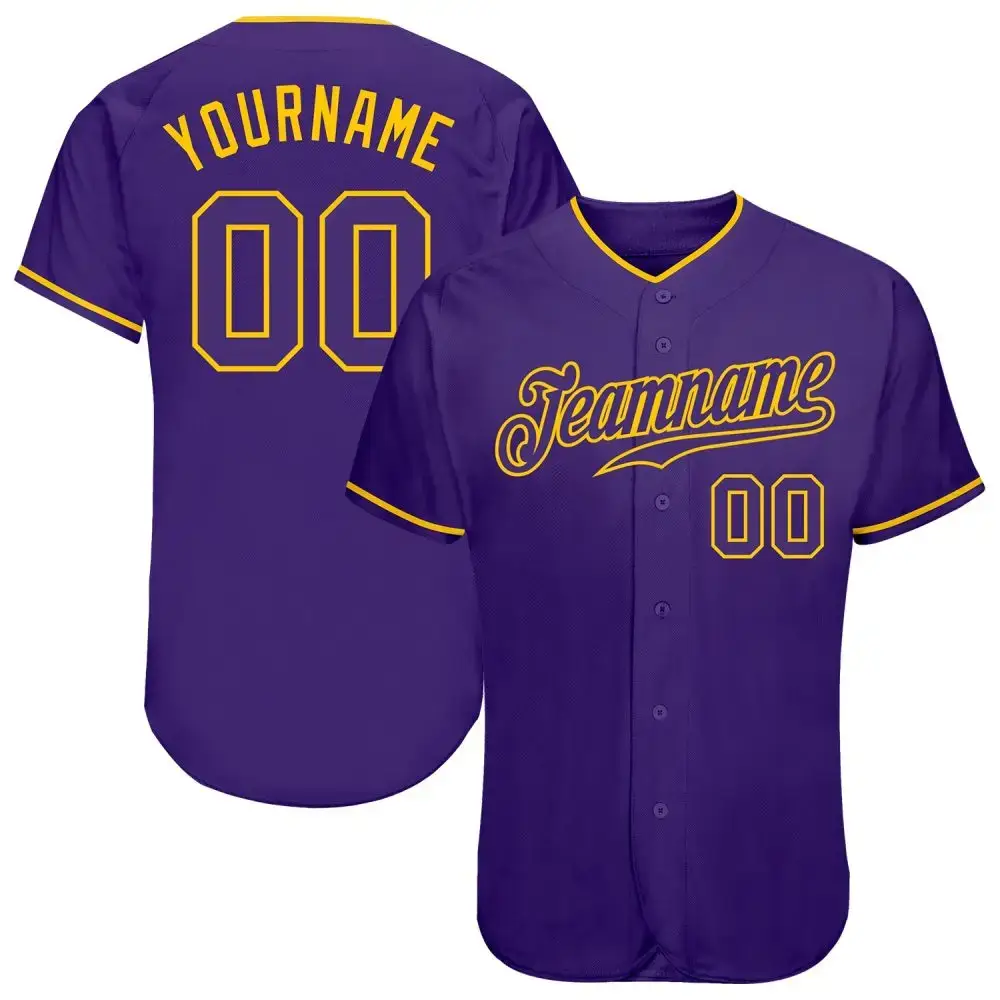 Custom Purple Purple-Gold Authentic Baseball Jersey Image