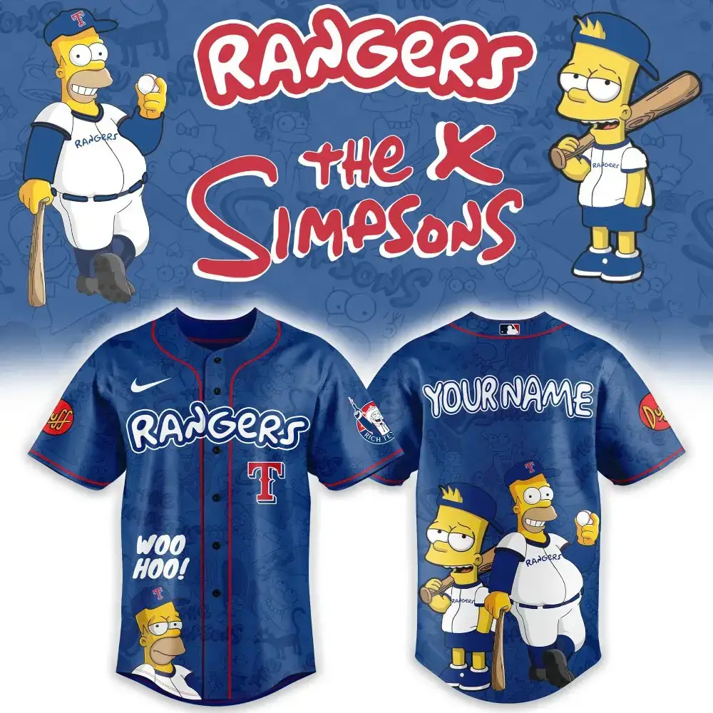 Custom Rangers X Simpsons Baseball Jersey – Personalized Fan Apparel Image