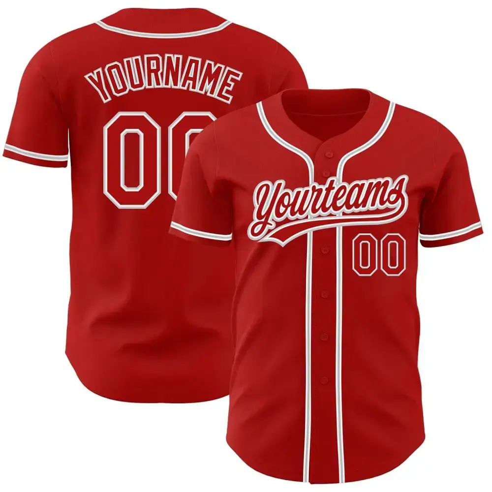 Custom Red Red-Gray Authentic Baseball Jersey Image