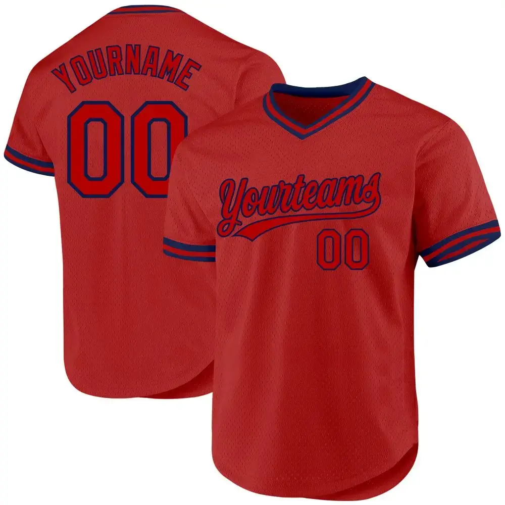 Custom Red White-Royal Authentic Throwback Baseball Jersey Image