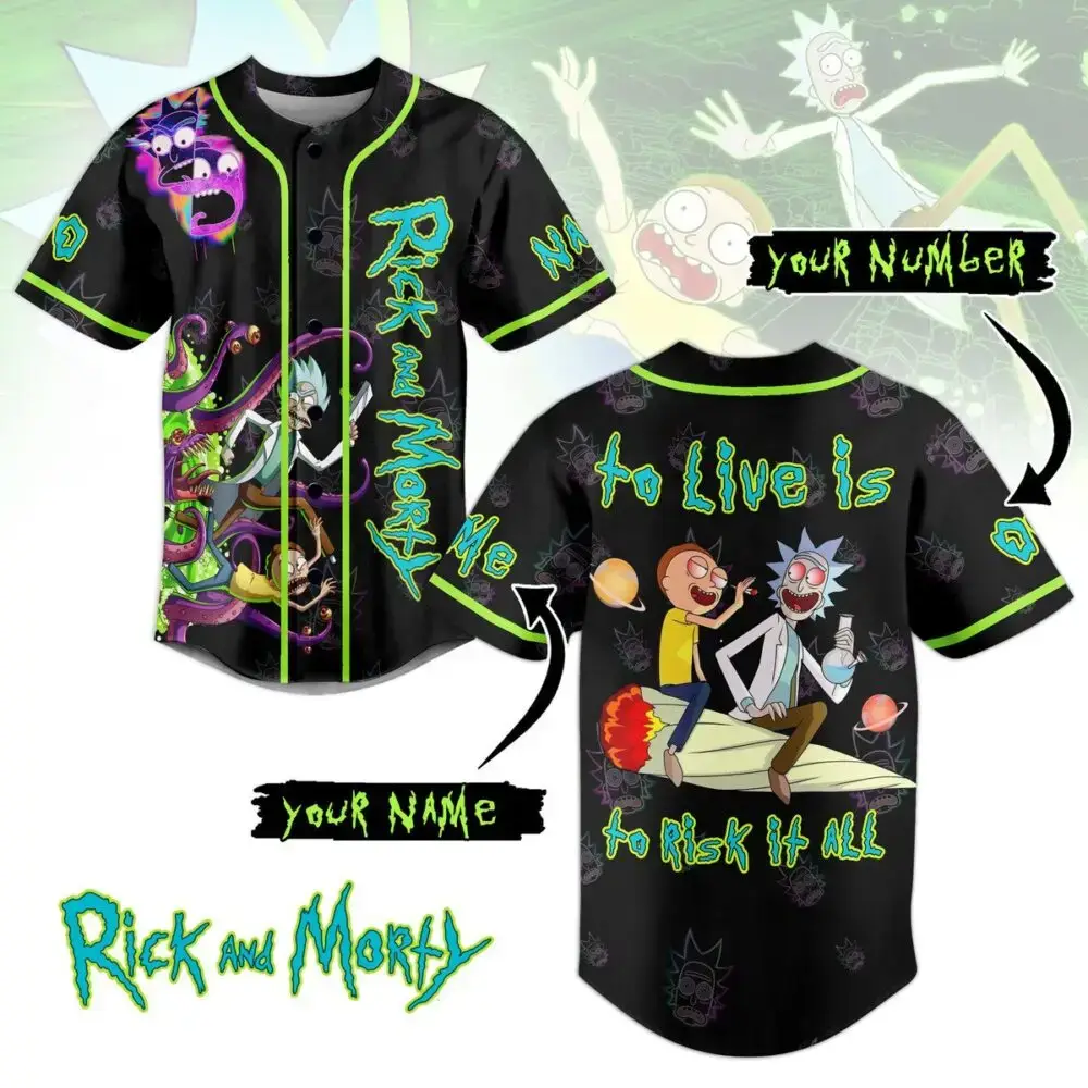 Custom Rick & Morty Baseball Jersey - Personalized Design, Vibrant Colors, Perfect Gift For Fans Image