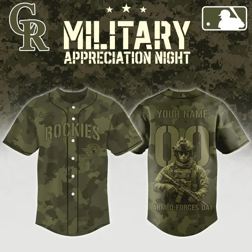 Custom Rockies Military Appreciation Jersey - Personalized Camo Design For Armed Forces Day Image