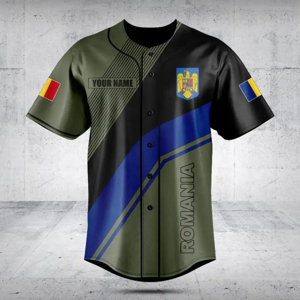 Custom Romania Flag Baseball Jersey - Personalized Sportswear With Your Name Image