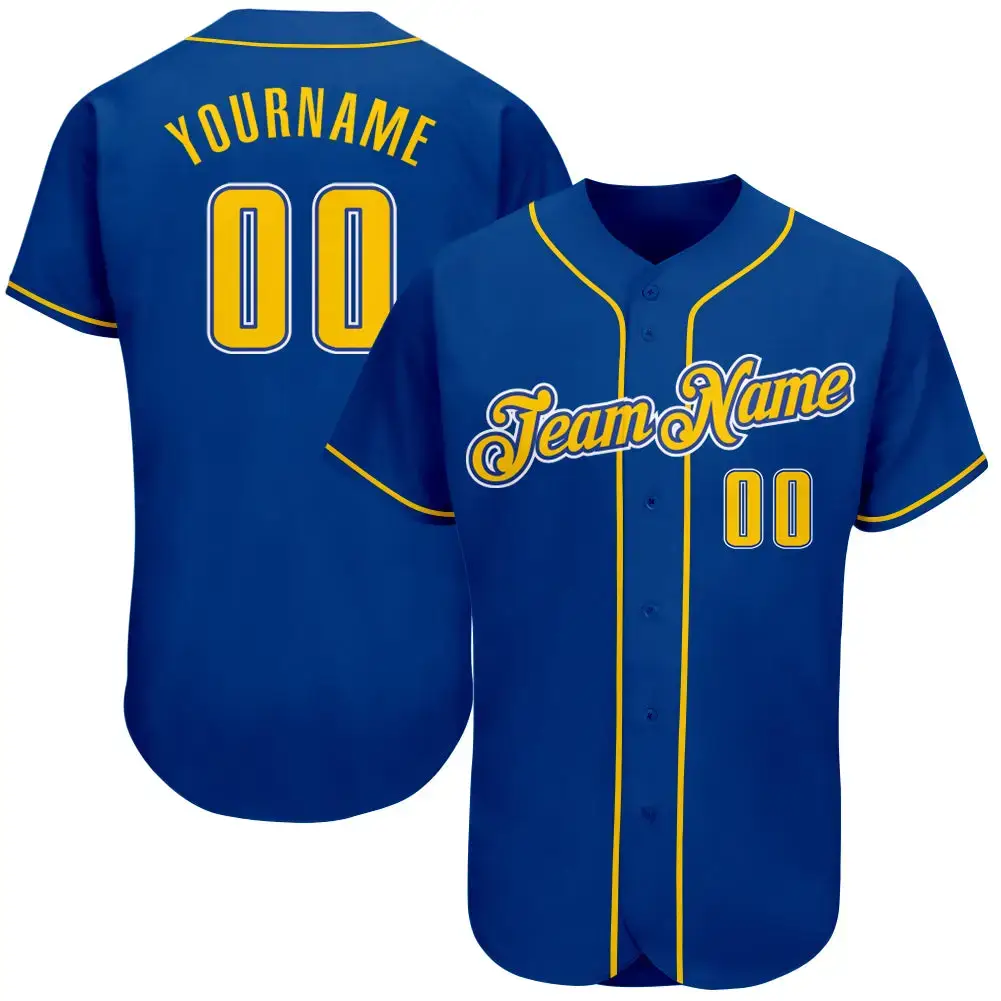 Custom Royal Gold-White Authentic Baseball Jersey Image