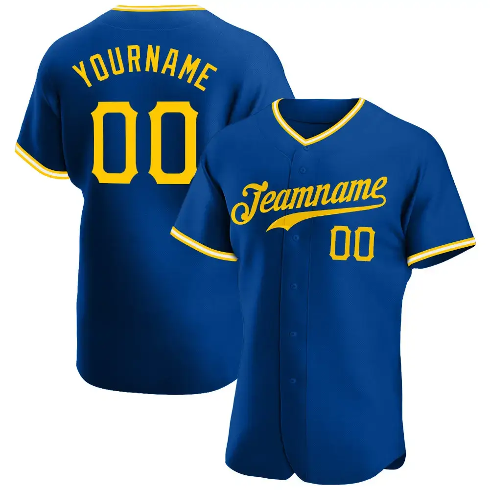 Custom Royal Gold-White Authentic Baseball Jersey Image