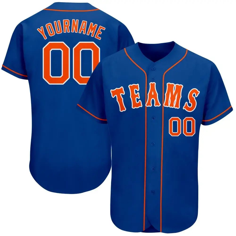 Custom Royal Orange-White Authentic Baseball Jersey Image