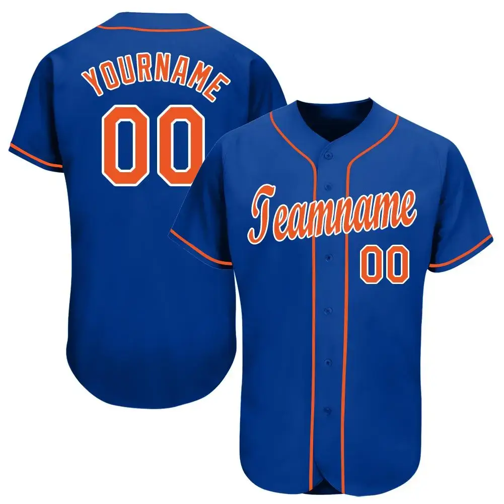 Custom Royal Orange-White Baseball Jersey Image
