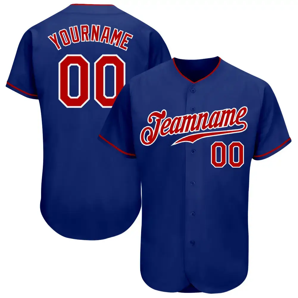 Custom Royal Red-White Authentic Baseball Jersey Image