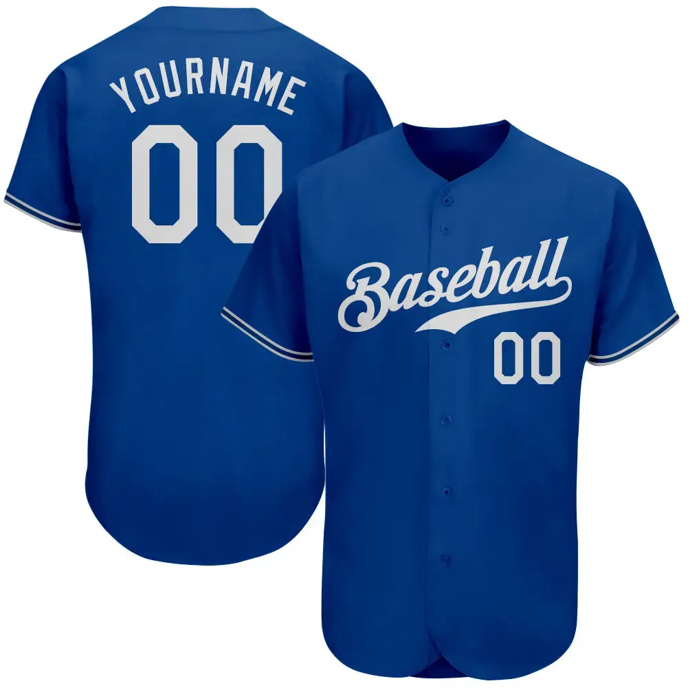 Custom Royal White Authentic Baseball Jersey Image