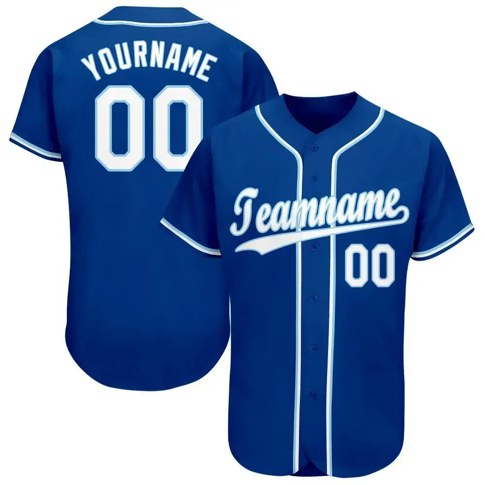 Custom Royal White-Light Blue Baseball Jersey Image