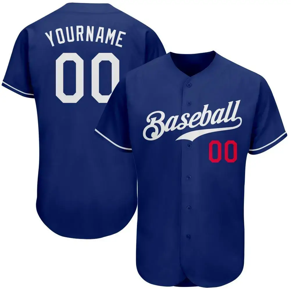 Custom Royal White-Red Authentic Baseball Jersey Image