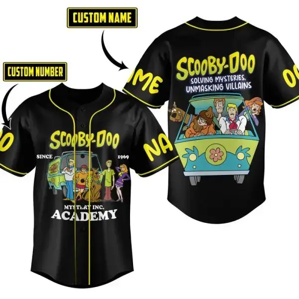 Custom Scooby-Doo Baseball Jersey - Personalize Name & Number - Solve Mysteries In Style! Image