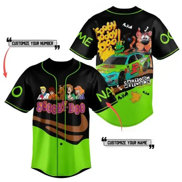 Custom Scooby-Doo Baseball Jersey - Personalize Name & Number, Vibrant Cartoon Design Image