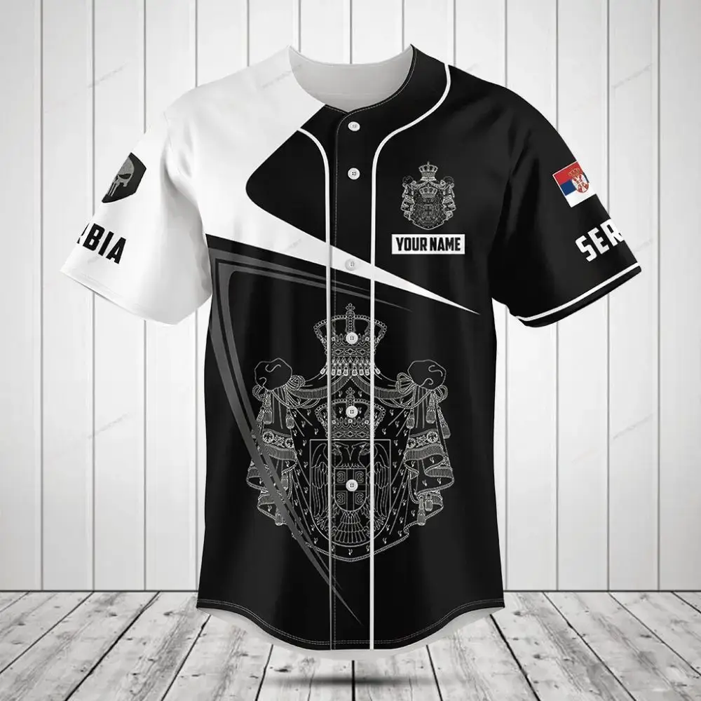 Custom Serbia Baseball Jersey - Your Name & Flag Design, Perfect Gift! Image