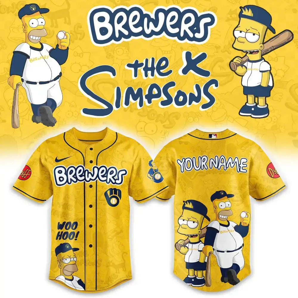 Custom Simpsons X Brewers Jersey - Personalized Fan Gear, Limited Edition! Image