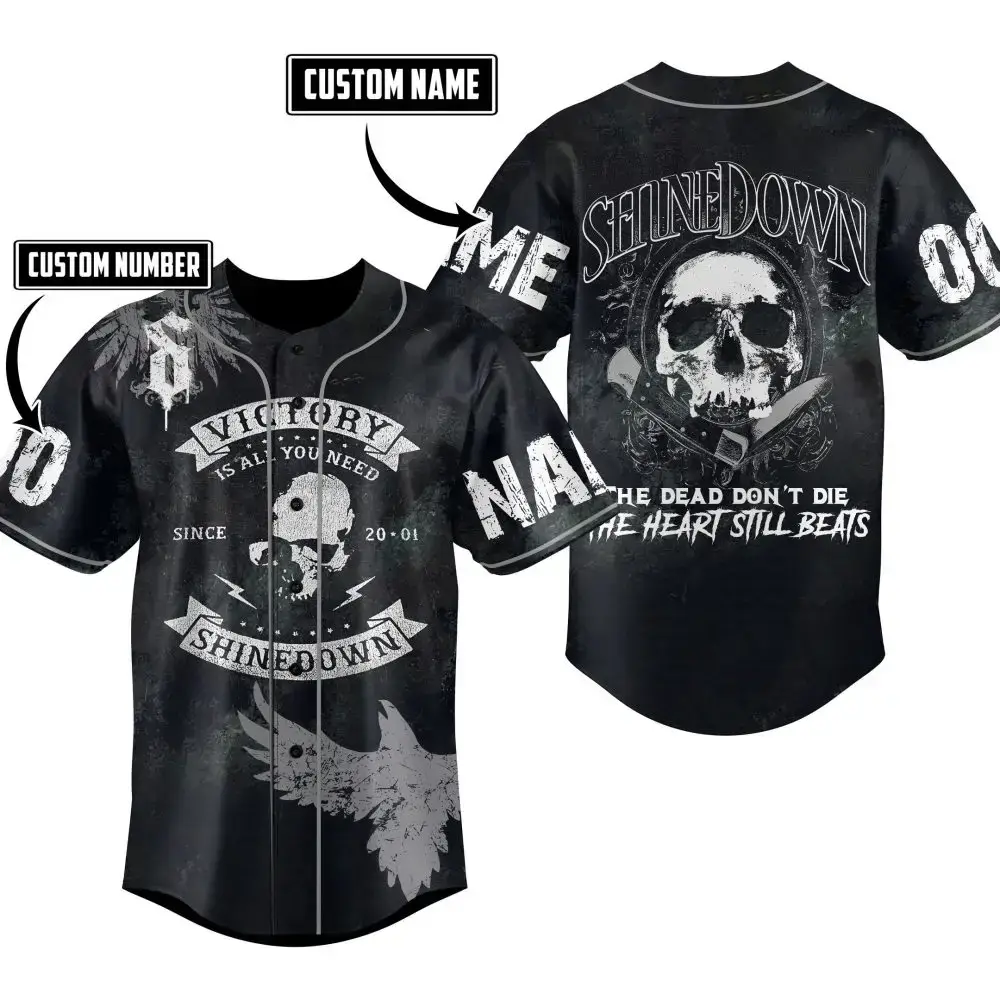 Custom Skull Baseball Jersey – Personalize Name & Number – Edgy Gothic Style Image