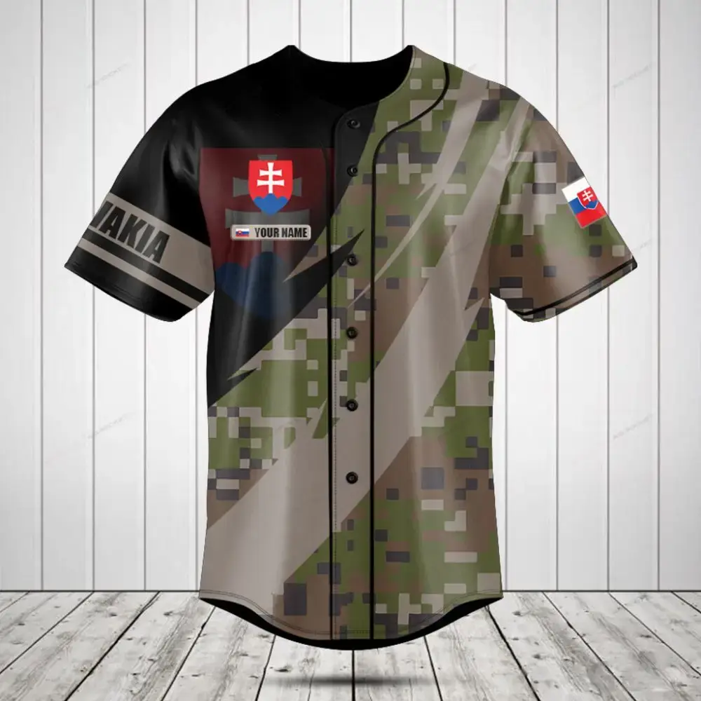 Custom Slovakia Camo Baseball Jersey - Personalized Name & Flag Design Image