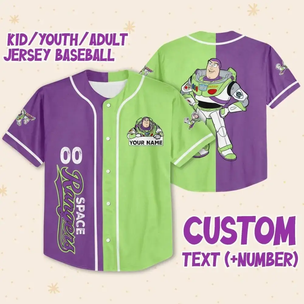 Custom Space Ranger Baseball Jersey - Kids/Youth/Adults - Personalized Name & Number Image