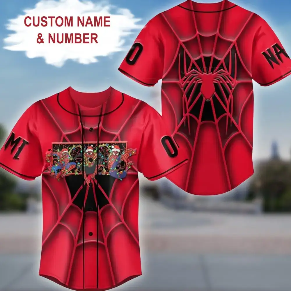 Custom Spider Design Baseball Jersey - Add Your Name & Number - Perfect Gift For Fans! Image