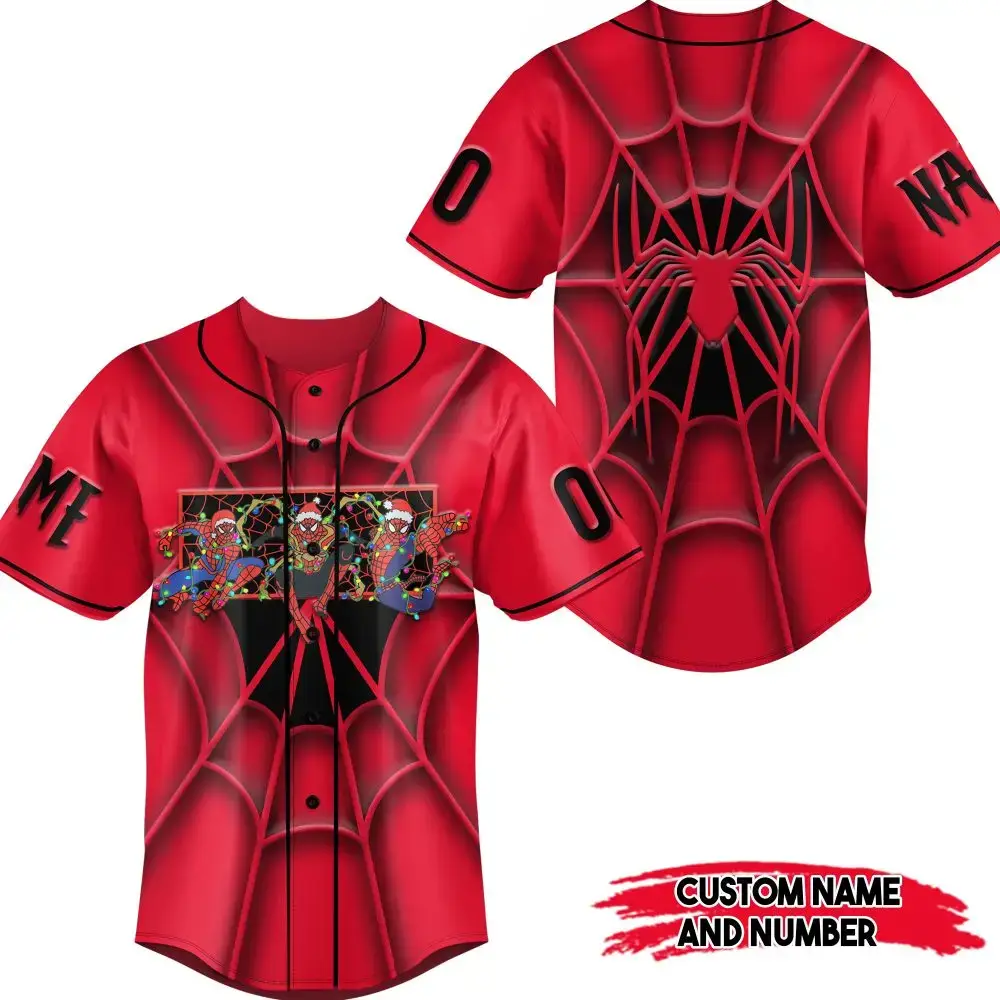 Custom Spider Design Baseball Jersey - Personalize With Name & Number - Perfect Gift! Image