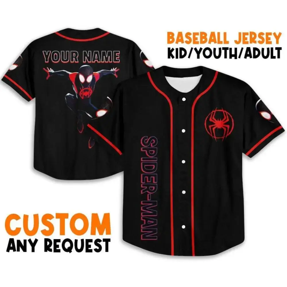 Custom Spider-Man Baseball Jersey – Kids/Youth/Adult Sizes – Personalize Your Name! Image