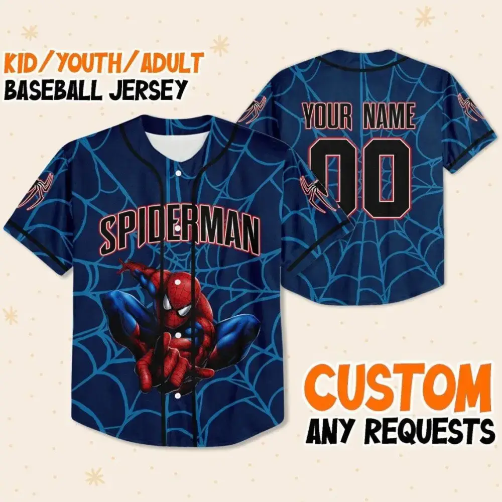 Custom Spider-Man Baseball Jersey – Personalize For Kids/Youth/Adults! Image