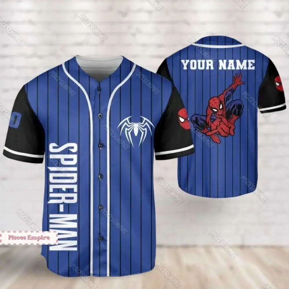 Custom Spider-Man Baseball Jersey – Personalized Name & Striking Design Image