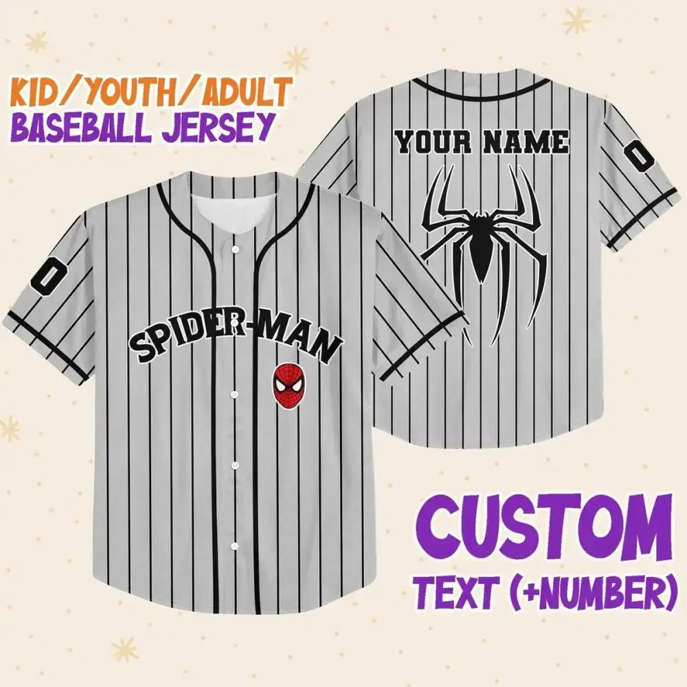 Custom Spider-Man Baseball Jersey For Kids/Youth/Adults - Personalize Name & Number! Image