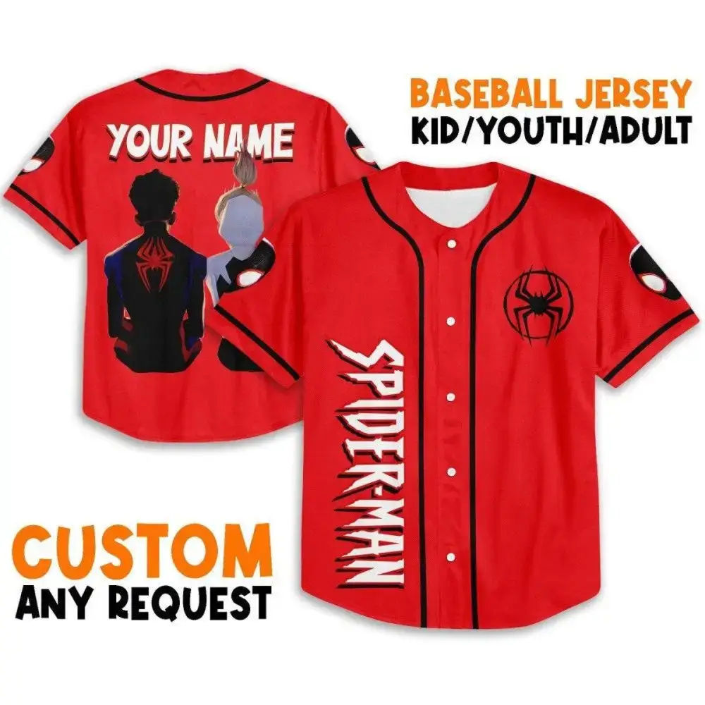 Custom Spider-Man Baseball Jersey For Kids/Youth/Adults - Personalize Your Name! Image