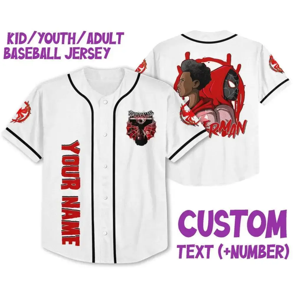 Custom Spider-Themed Baseball Jersey For Kids/Adults – Personalize With Name & Number! Image