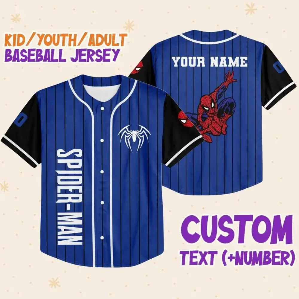 Custom Spider-Themed Baseball Jersey For Kids/Youth/Adults – Add Your Name & Number! Image