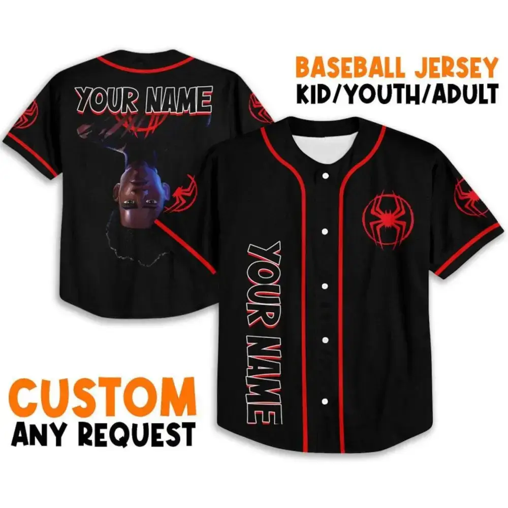 Custom Spider-Themed Baseball Jersey - Personalized For Kids/Youth/Adults Image