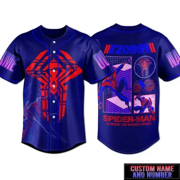 Custom Spider-Verse Baseball Jersey - Personalize Name & Number - 2099 Design Image