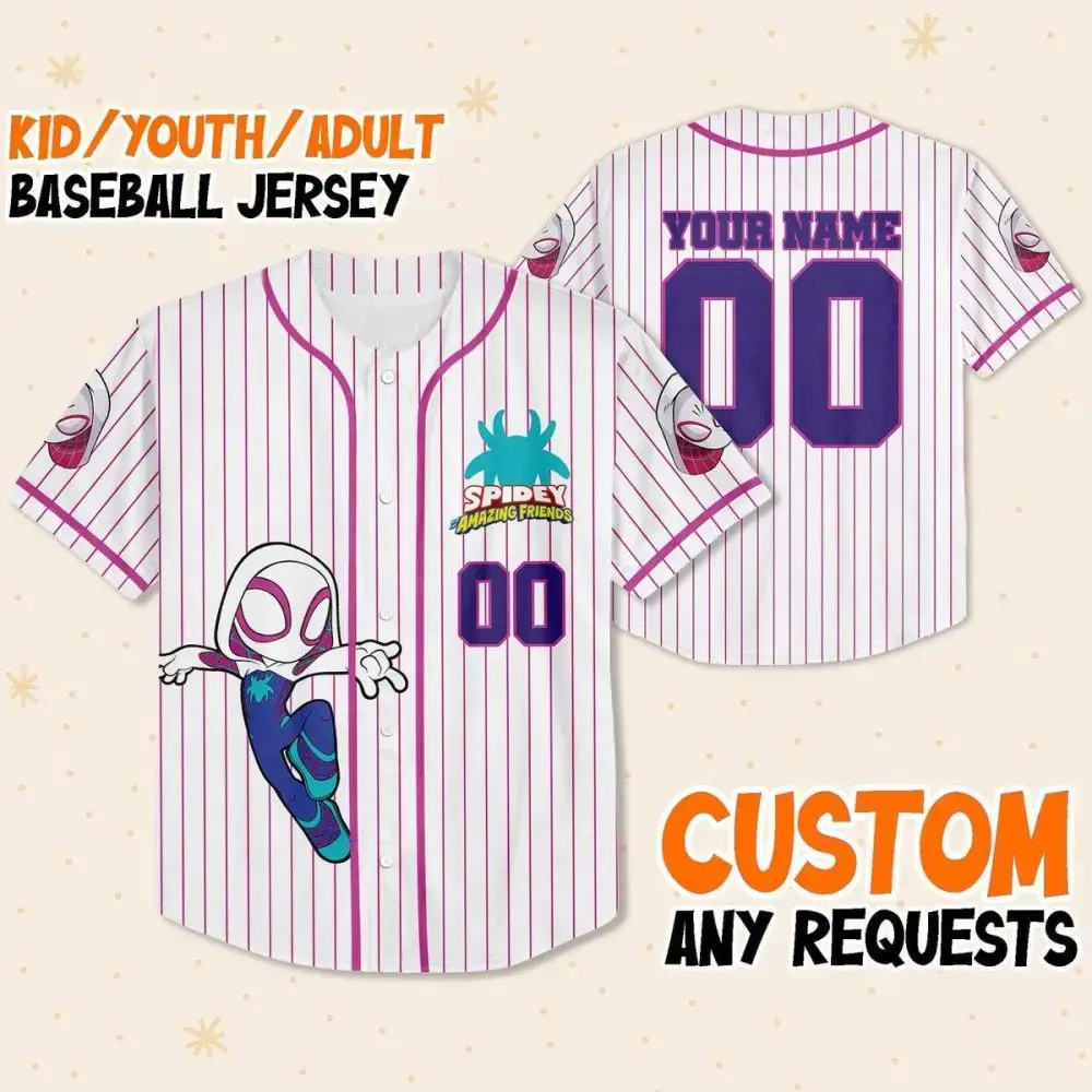 Custom Spidey Baseball Jersey For Kids/Adults - Add Your Name! Perfect Gift! Image
