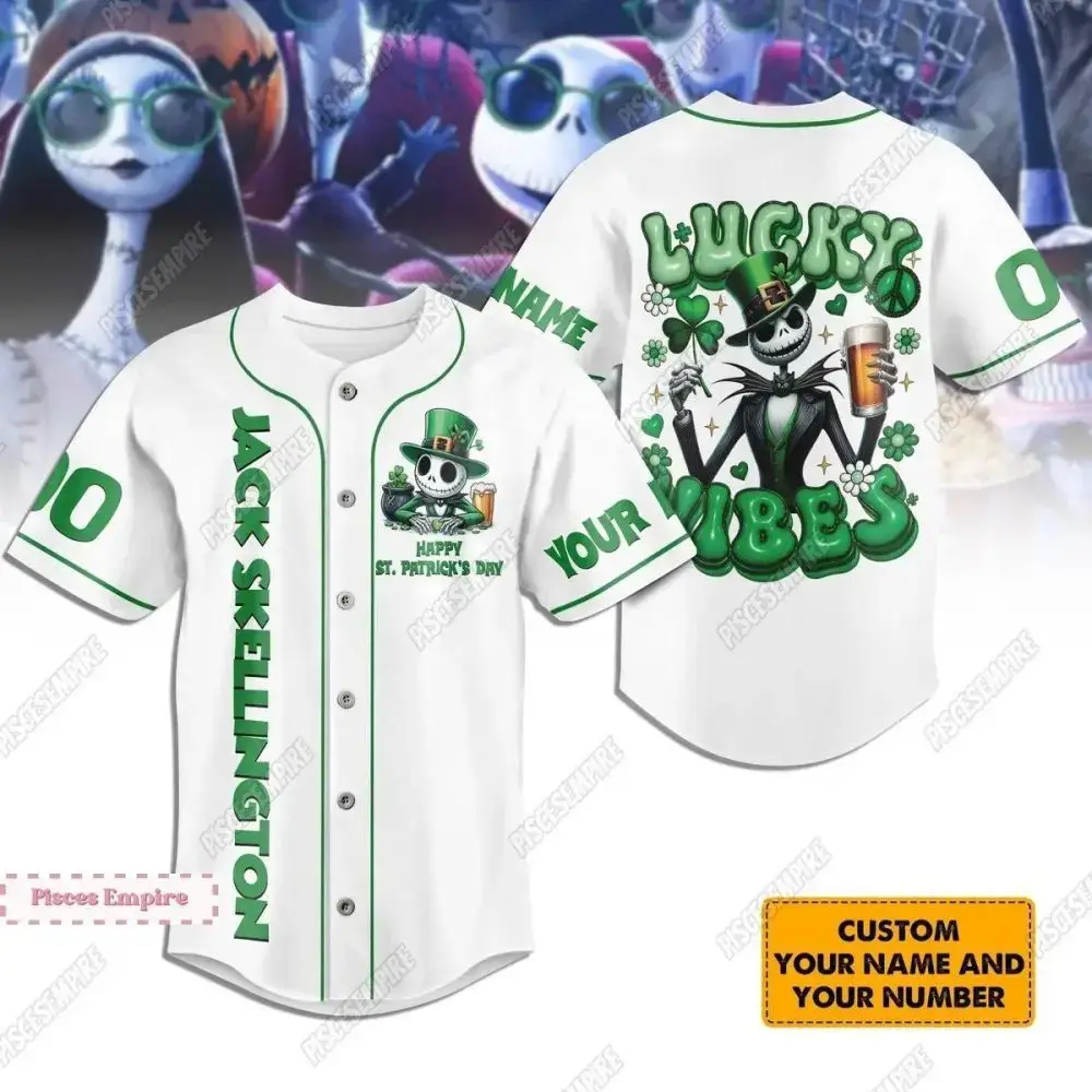Custom St. Patrick'S Day Baseball Jersey - Lucky Vibes & Name Personalization Image