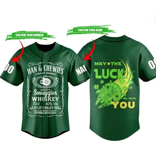 Custom Star Baseball Jersey - Personalized Name & Number , Unique Whiskey Design , Perfect Gift! Image