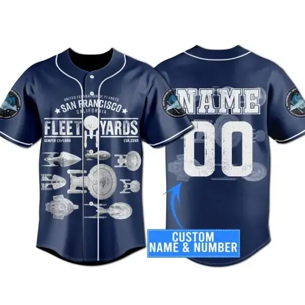 Custom Star Fleet Baseball Jersey – Personalize Name & Number, Sci-Fi Fan Gift Image