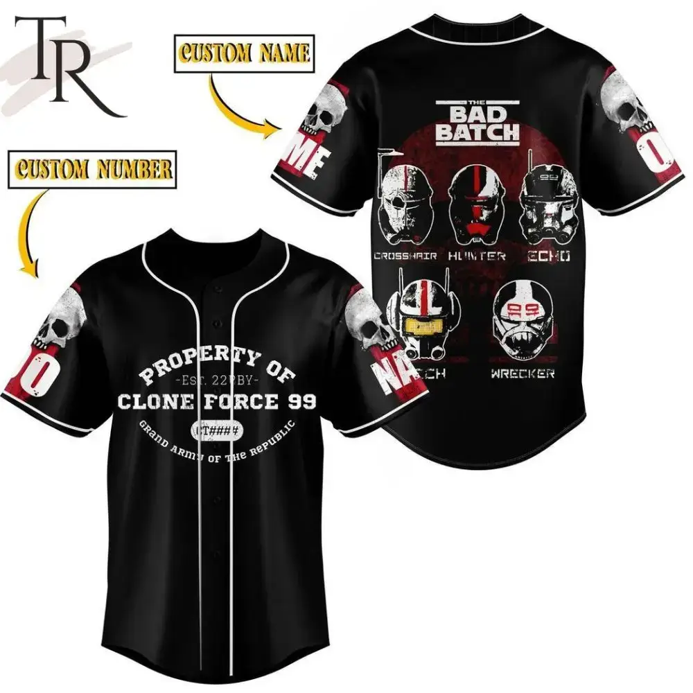 Custom Star Wars Bad Batch Baseball Jersey - Personalized Name & Number Image