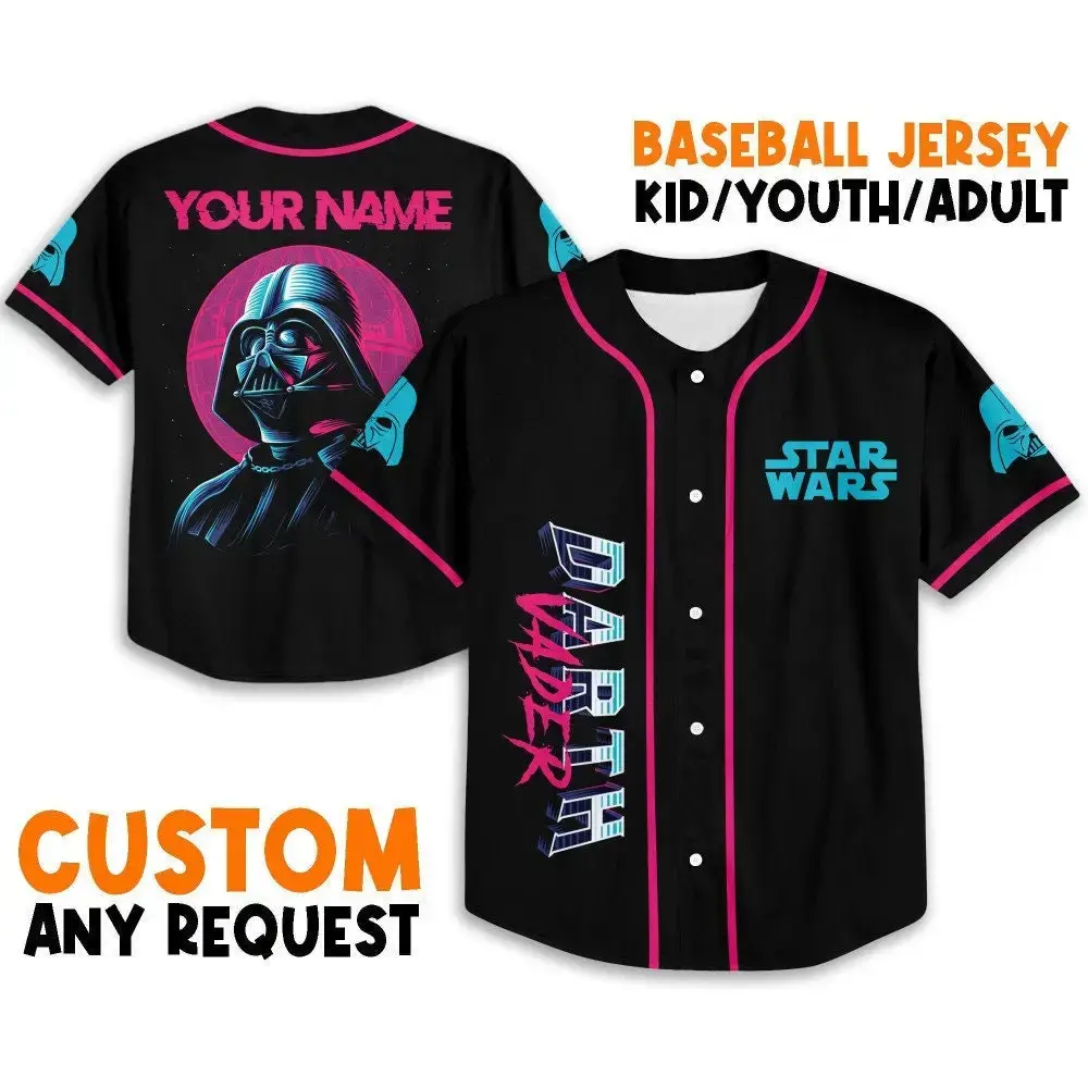 Custom Star Wars Darth Vader Baseball Jersey - Kids/Youth/Adult Sizes Image