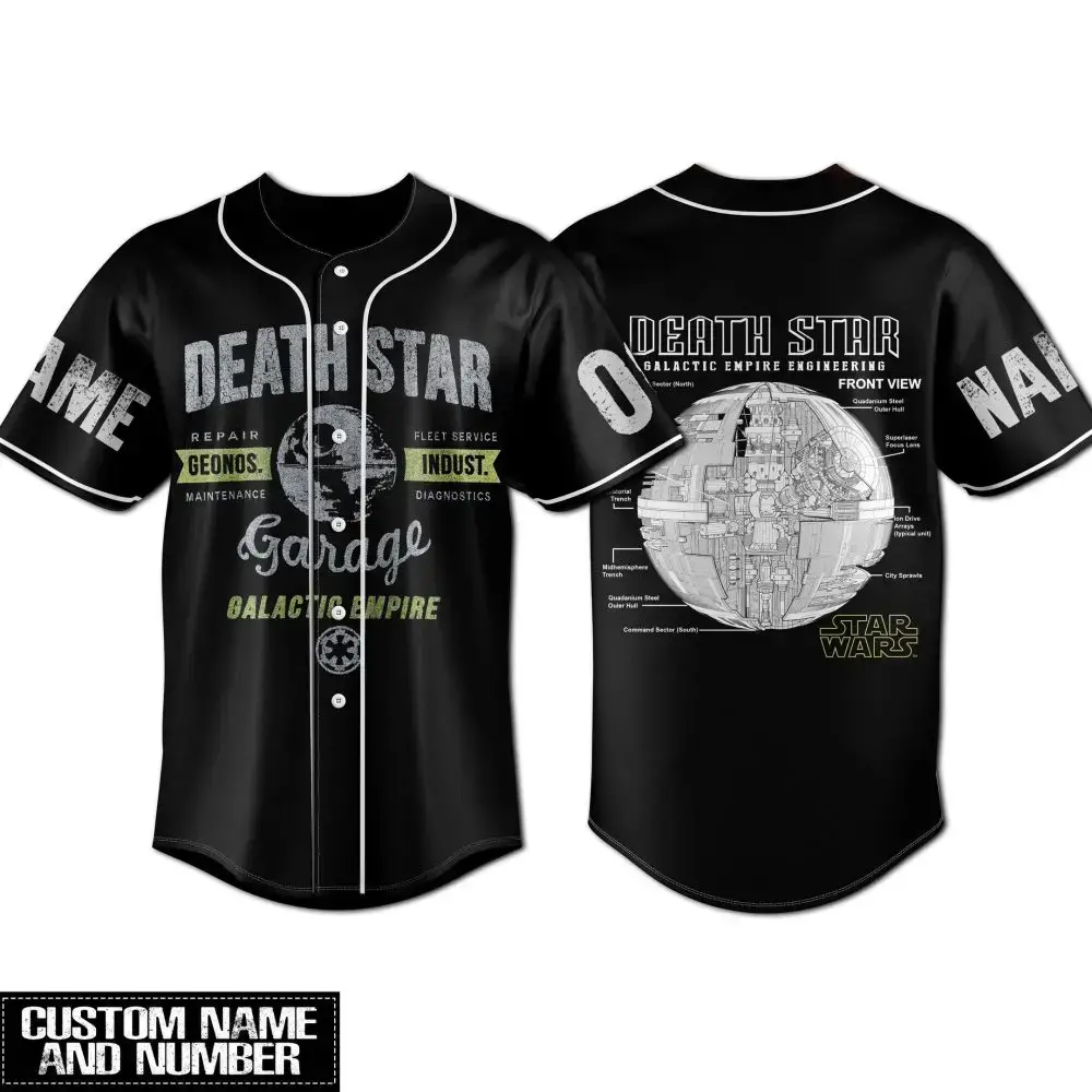 Custom Star Wars Death Star Baseball Jersey - Personalized Name & Number Image