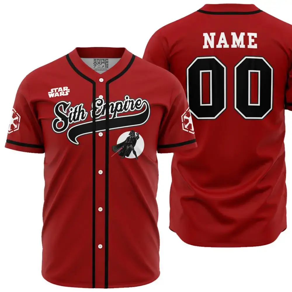 Custom Star Wars Sith Empire Jersey - Personalized Name & Number Red Baseball Shirt Image