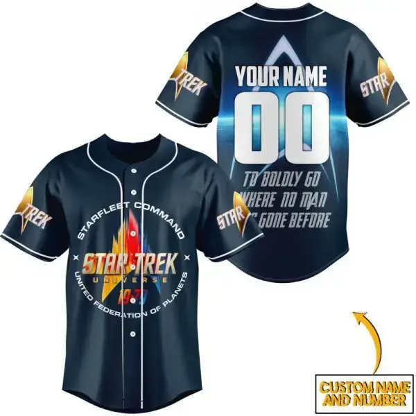 Custom Starfleet Baseball Jersey - Personalize With Your Name & Number – Perfect Gift For Star Trek Fans! Image