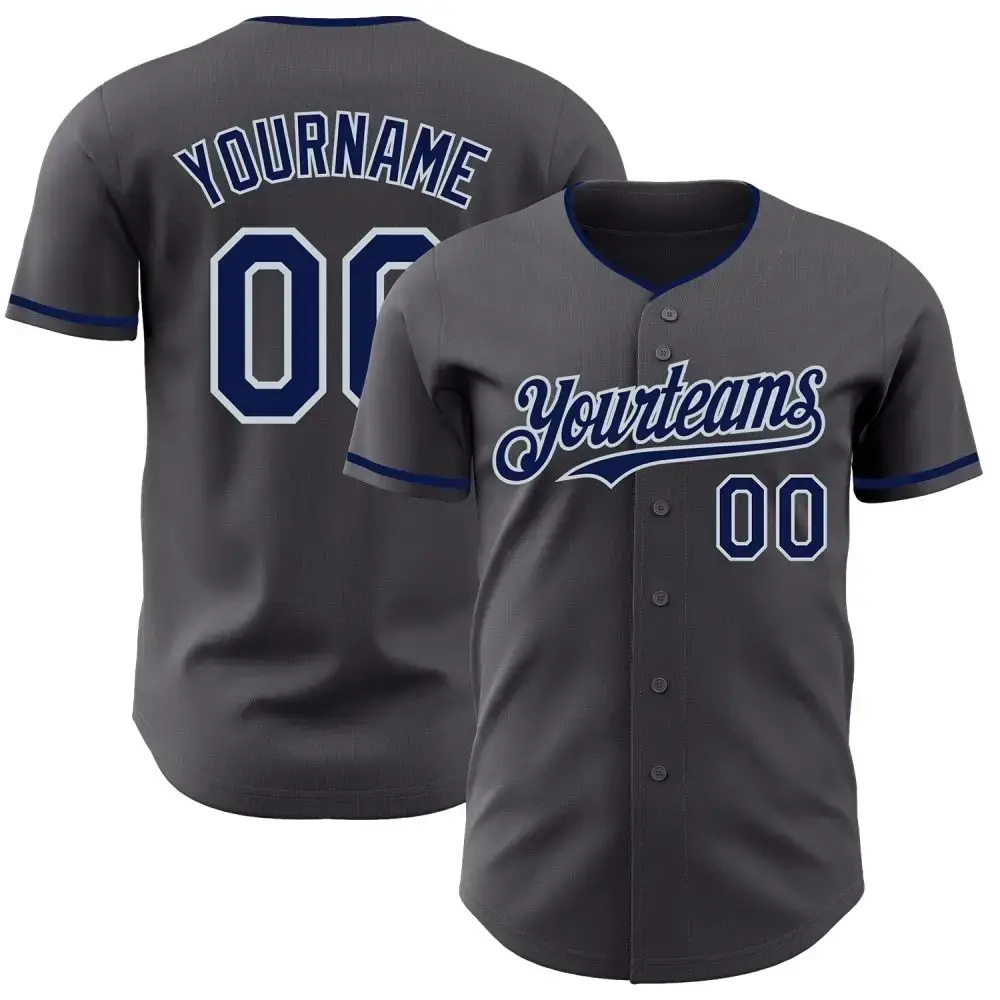 Custom Steel Gray Silver Authentic Baseball Jersey Image