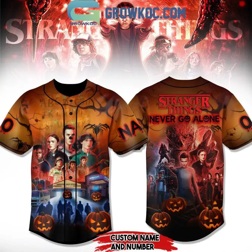 Custom Stranger Things Baseball Jersey - Halloween Edition With Name & Number Image