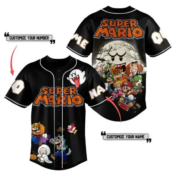 Custom Super Mario Baseball Jersey - Personalize Name & Number - Perfect Gift Image