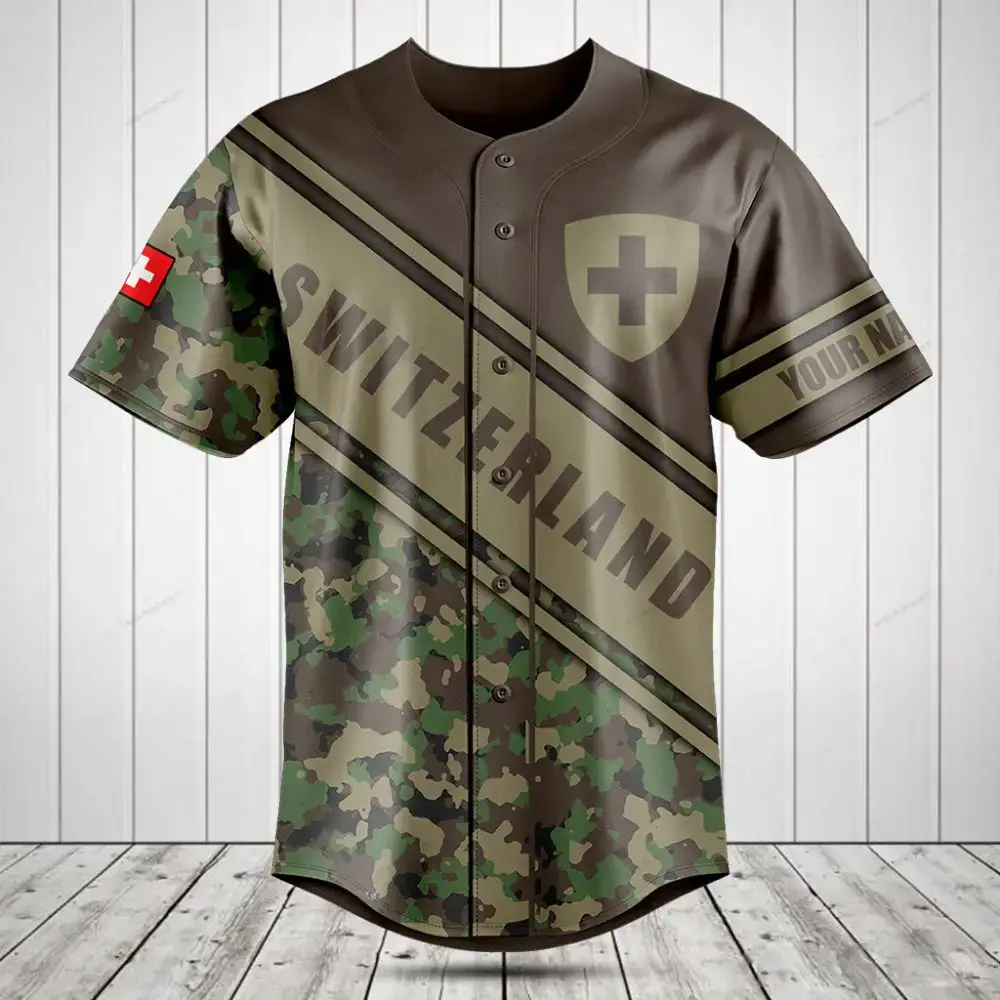 Custom Switzerland Camo Baseball Jersey - Personalized Name & Number, Unique Gift Idea Image
